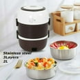 thumbnail image 2 of MONIPA Electric Lunch Box 3 Layer Food Heater Portable Heating Lunch Box Rice Cooker Insulated Lunch Box 2L, 2 of 6
