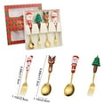 thumbnail image 3 of Christmas Stainless Steel Cutlery Set, Holiday Spoon and Fork Gift Set, Festive Dessert Utensils with Santa Reindeer Snowmen Trees Design, Durable Rust-Proof Gold Finish, 3 of 6