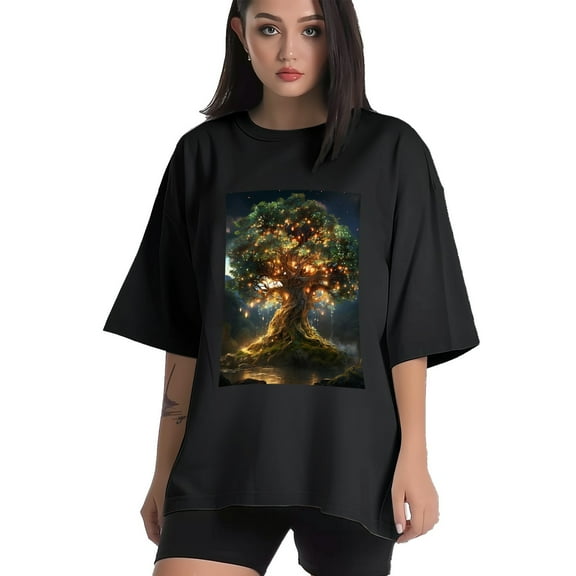 Plus Size Shirt for Women Black Tops for Women Short Sleeves Shirt for Women Tree3 T Shirt Crewneck Shirt for Women XS