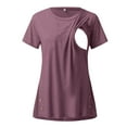 thumbnail image 5 of Gerichy Womens Maternity Summer Short Sleeve Side Button Crew Neck Solid Color Nursing Tops T Shirt for Breastfeeding Blouse, 5 of 6