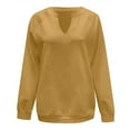 thumbnail image 4 of XIAONU Womens Sweatshirts Loose Fit Long Sleeve V Neck Pullover Tops Relaxed Fit Solid Color Oversized Simple Sweatshirts Daily Wear, 4 of 5