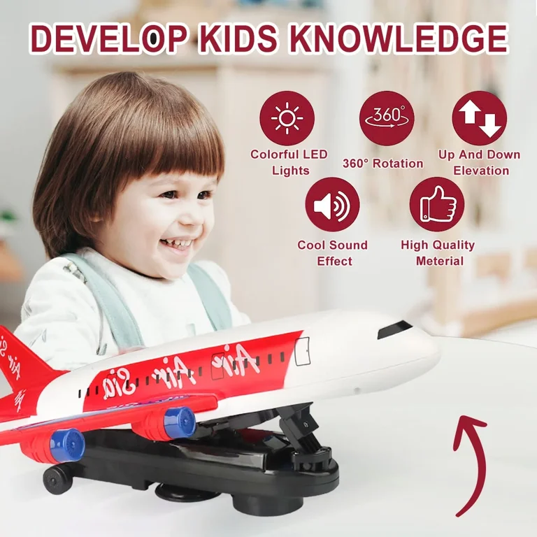 Rirool Airplane Toy with LED Lights and Rotating Lift photo 7