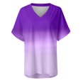 thumbnail image 3 of Pntutb Womens T-Shirt Gradient Print Blouses V-Neck Short Sleeve Loose Tops, 3 of 6