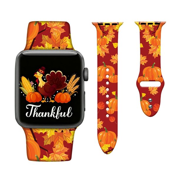 Correa De Reloj De Acción De Gracias Compatible Con Correas De Apple Watch De 38 Mm, 40 Mm, 41 Mm Para Mujeres Y Hombres, Regalos De Acción De Gracias, Correa Deportiva De Silicona Suave Ajustable De