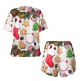 thumbnail image 6 of Wukai Christmas Gingerbread Cookies Women's Pajama Set,Short-Sleeve Top and Shorts with Elastic Waistband and Pockets for Loungewear, Yoga, and Casual Wear-, 6 of 8
