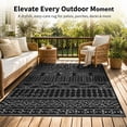 thumbnail image 5 of ZRSDIXK 5'×8' Boho Outdoor Rug Waterproof Patio Carpet Outdoor Area Rug Large Plastic Straw Mat for RV Camping Porch Deck Balcony, Black, 5 of 8