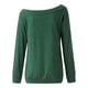 thumbnail image 5 of Blusa de manga larga con hombros descubiertos para mujer - Camiseta informal de verano de color liso, 5 of 6