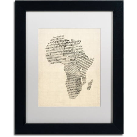 - Trademark Fine Art 'Old Sheet Music Map of Africa' Canvas Art by Michael Tompsett, White Matte, Black Frame