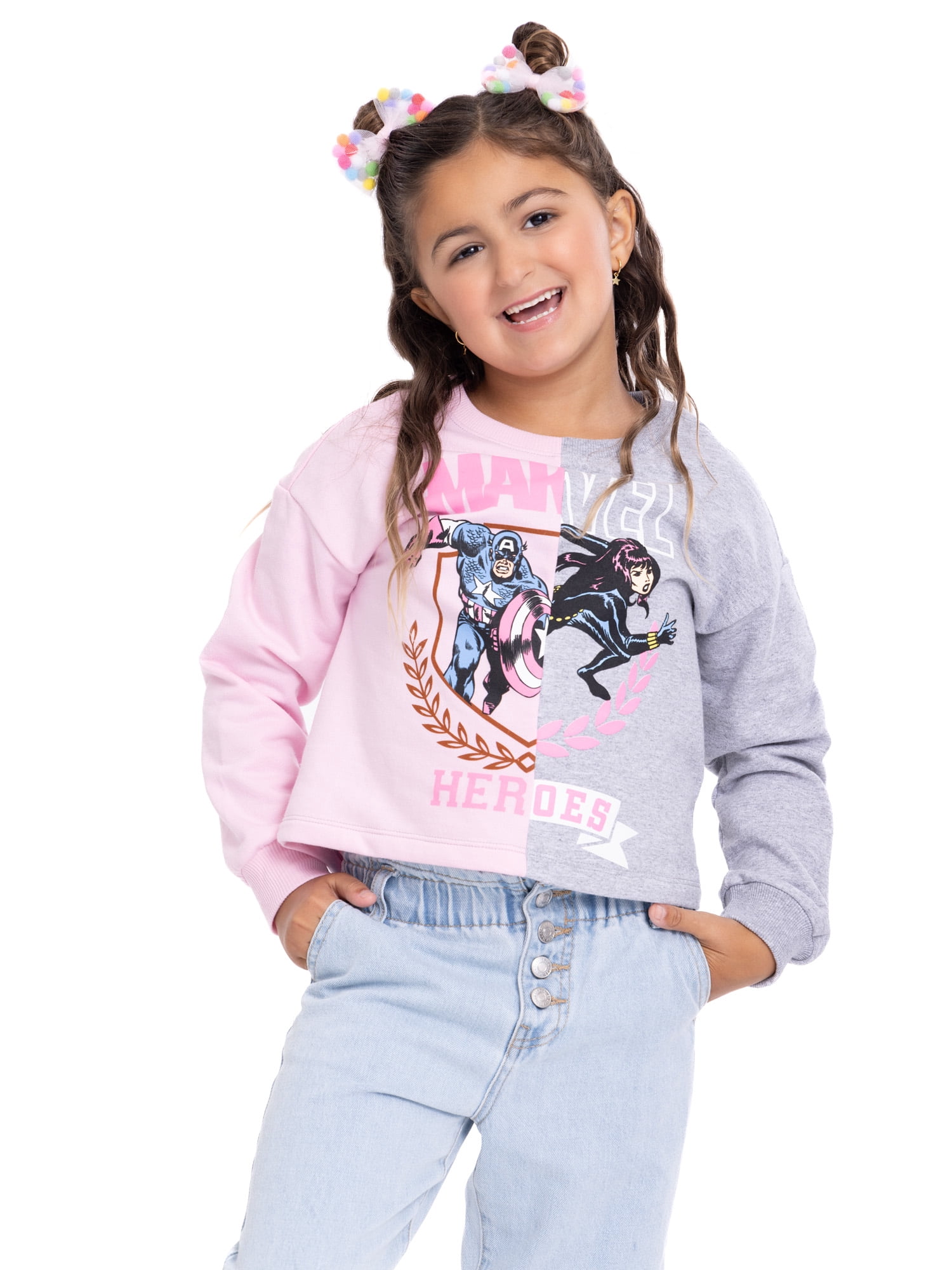 Marvel Girls' Split Graphic Sweatshirt, Sizes 4-16