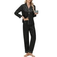 thumbnail image 4 of UVN Womens Pajamas Sets Long Sleeve Shirts and Long Pants Two Piece Lounge Sets Fall Satin Silk Pjs Sleepwear Outfits, 4 of 9