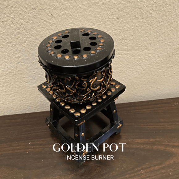 Brûleur d'Encens Golden Pot - Noir Or