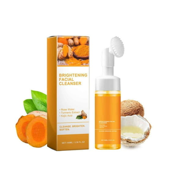 HHBEAUTY Turmeric Facial Cleanser, Foaming Face Wash, Turmeric Glow Wash, Deep Cleansing Face Cleanser With Brush