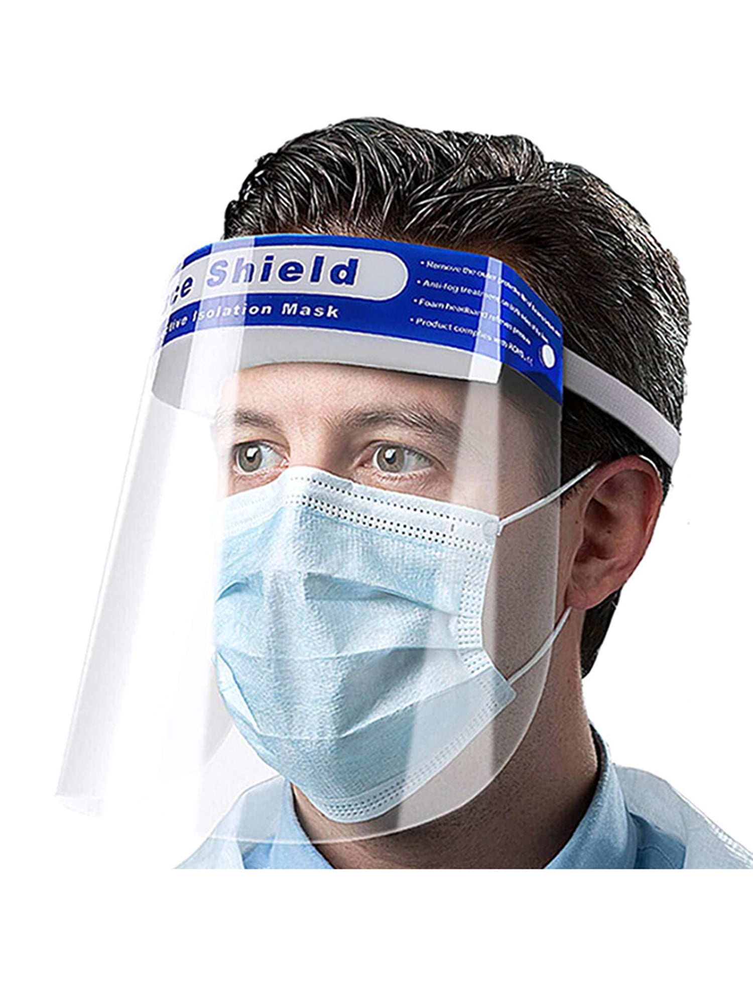 Safety Full Face Shield Guard Protector Mask Clear+Head Band Elastic Reusable US 