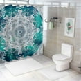 thumbnail image 7 of Chilfamy  Grey and Teal Shower Curtain, Mandala Ombre Geometry Occult Pattern with Flower Lines Display Artwork, Cloth Fabric Bathroom Decor Set with Hooks, Teal Grey White, 7 of 7