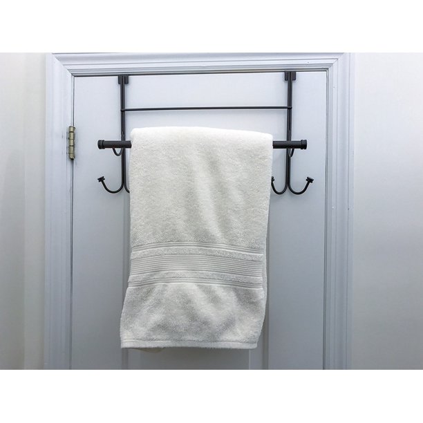Towel over the Door Hanger with Towel Rack Bar 4 Towel Hooks Bronze