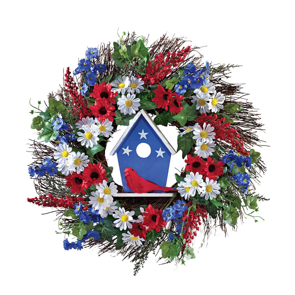 Patriotic 4th of July Americana Birdhouse Wreath, Multi by Collections Etc