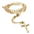 thumbnail image 2 of Gold Tone Praying Hands Jesus Cross 39" Clear Glass Beads Rosary Necklace, 2 of 2