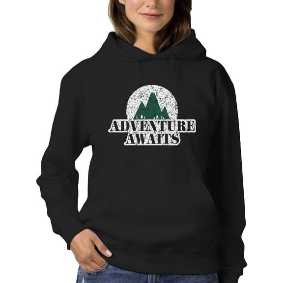 Adventure Awaits, Quote Hoodie Women -GoatDeals Designs, Female x-Large