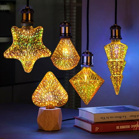 

Vintage Edison LED Light Bulb 1 Pack 3D Fireworks Filament Spotlight Colorful Lamp Bulb Decorative Light Bulb E27 Medium Base Warm White