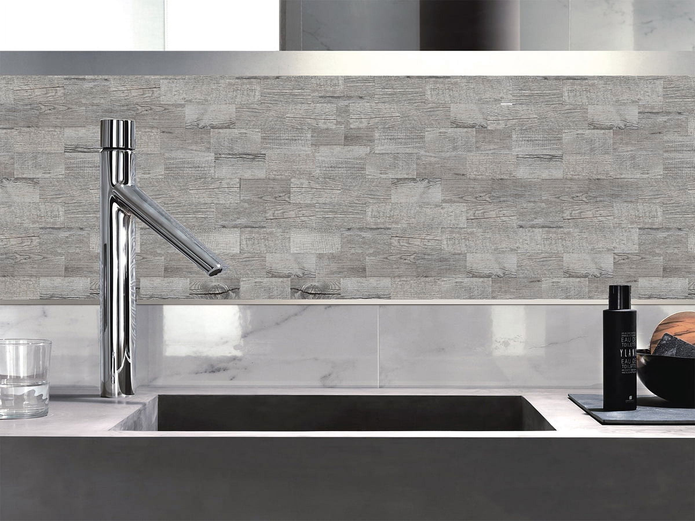 Art3d 11.5" x 11.4" Peel and Stick Backsplash Tile PVC Composite Laminate Material tile in Suva Gray (5-Pack)