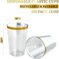 thumbnail image 3 of 100 Pack 12 oz Gold Rimmed Plastic Cups, Clear Tumblers | Heavy-duty | Fancy Disposable Hard Cups | with Gold Rim | for Wedding, 3 of 6