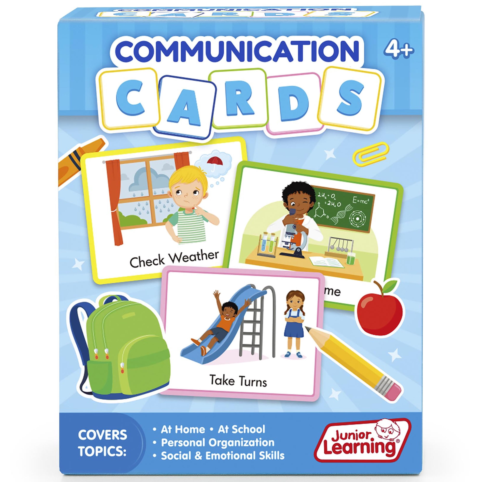 Junior Learning: Communication Cards - 80 Visual Schedule Cards, Daily Routines & Activities, Autism Support, Social & Emotional Development, Kids 4+