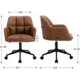 thumbnail image 2 of Modern PU Leather Office Desk Chair with Armrest, Height Adjustable Wide Seat Computer Task Chair for Home Office, Mid Back Accent Chair, Brown, 2 of 12