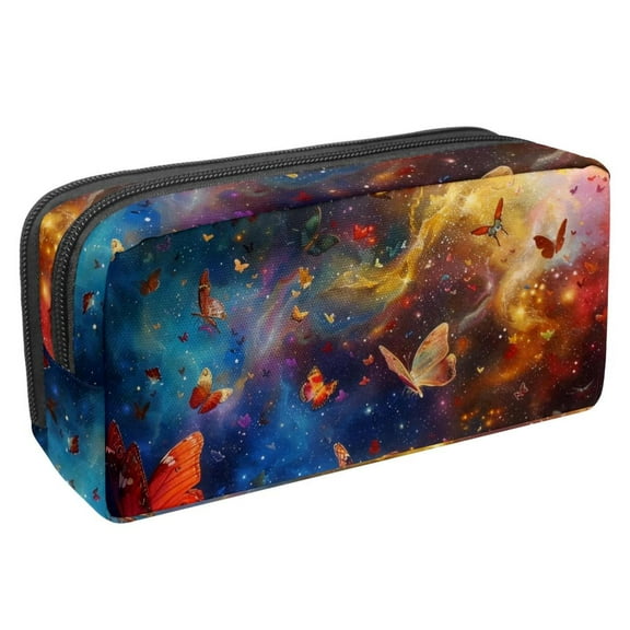 MUOOUM Pencil Case, Colors Dancing Butterflies Galaxy Large Capacity Pencil Pouch Stationery Pen Bag