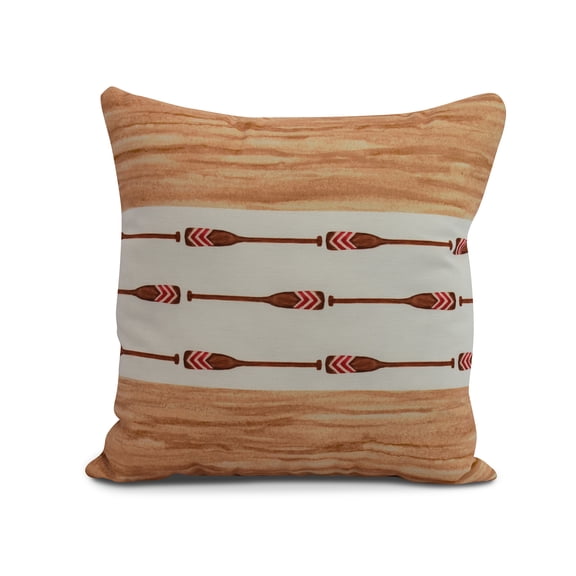 Simply Daisy, 20" x 20" Oar Stripe Center, Stripe Print Outdoor Pillow, Ivory