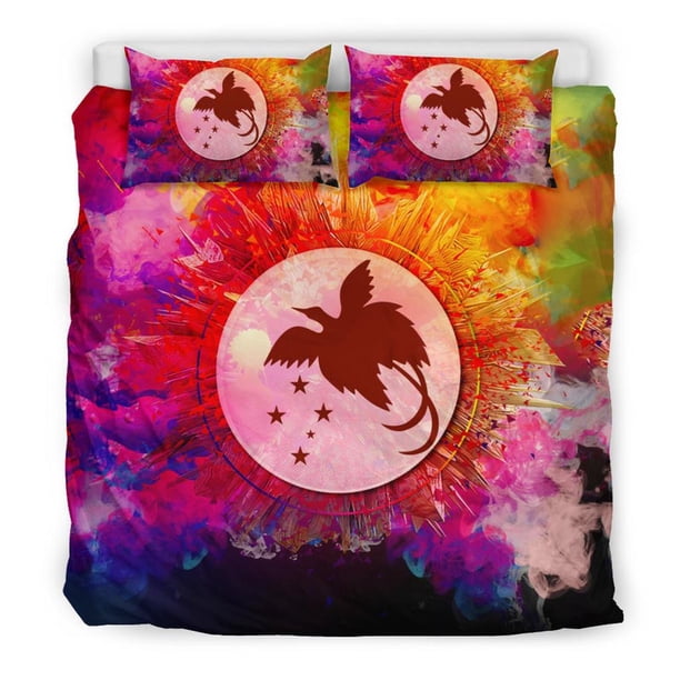 Juego de Ropa de Cama Polinesia Papua Nueva Guinea Juego de Funda Nórdica Bright Style