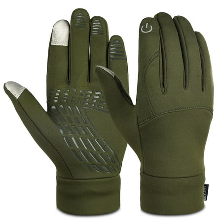 Vbiger Winter Warm Gloves Professional Touch Screen Gloves Winter Sport Gloves Running Biking Gloves for Men and Women, Army Green,