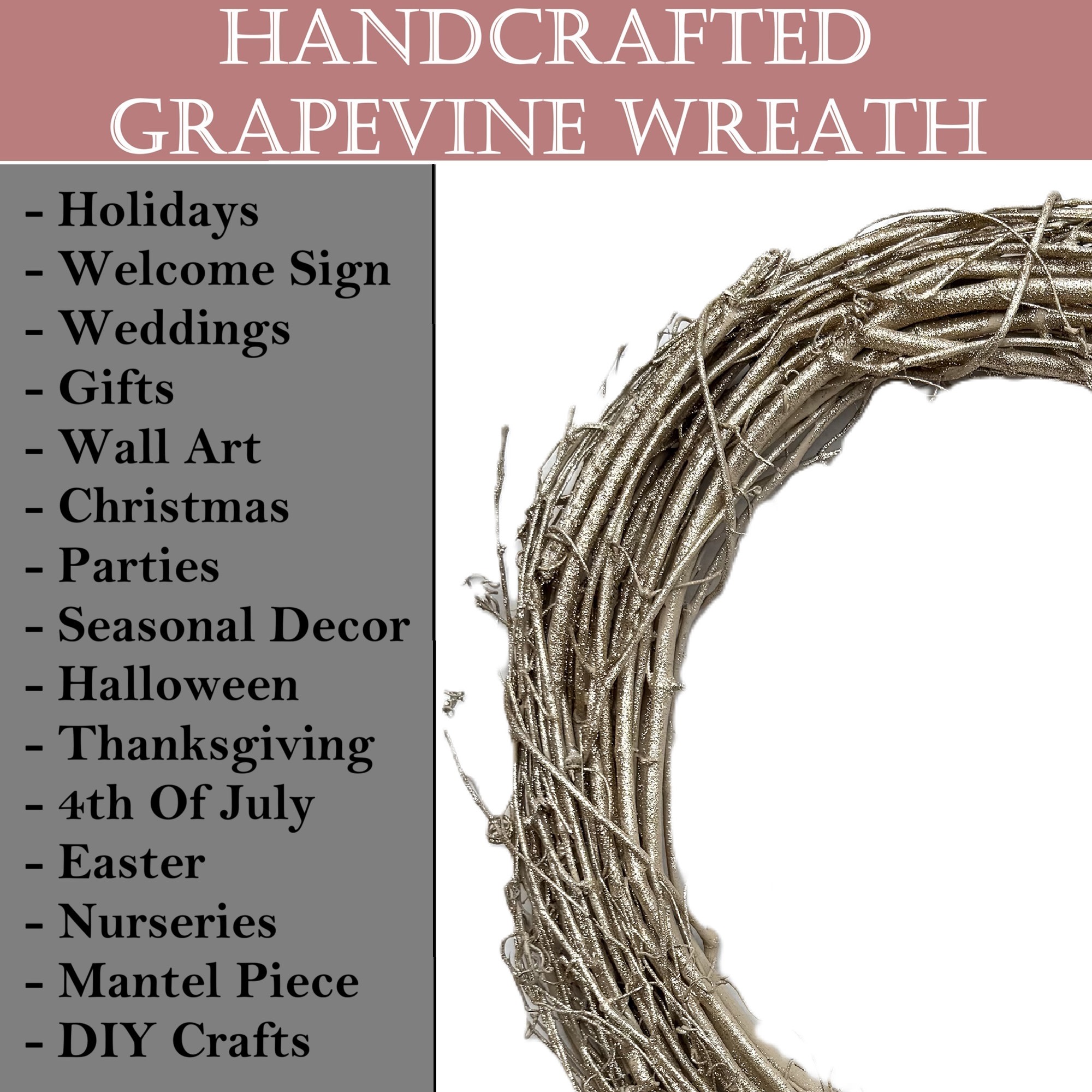 Kraft Lane: 18" Painted Grapevine Wreath - Glitter Gold - DIY Craft Projects, Handcrafted, In-Outdoor Decoration, Behr Paint, Seasonal-Holiday-Home