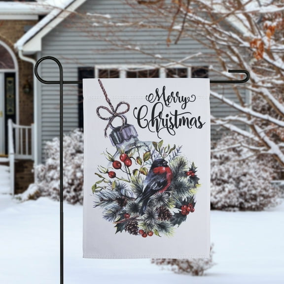 Merry Christmas Ornament Outdoor Christmas Garden Flag - 18" x 12.5"