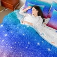 thumbnail image 4 of Castle Fairy Black Blue Glitter Print Bedding Comforter Set,Gradient Queen Bedding Sets, 4 of 8