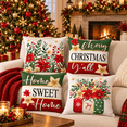 thumbnail image 5 of Lomyolo Merry Christmas Throw Pillow Covers Set of 4, 18x18 Inch Red Holiday Cushion Cases with Reindeer & Tree Print, Soft Xmas Decorations for Couch, Sofa, Winter Home Decor Gift, 5 of 7