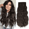 MORICA Clip in Hair Extensions for Women 20 Inch Long Wavy curly Dark Brown Hair Extension Full Head Synthetic Hair Extension Hairpieces