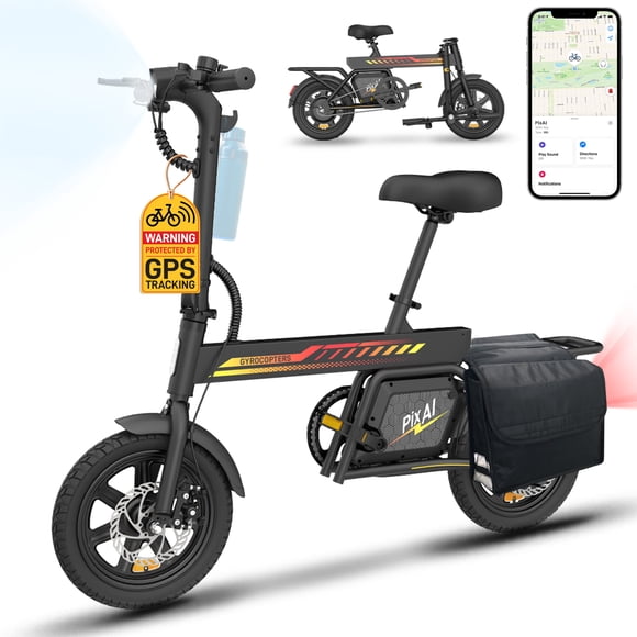 Gyrocopters PixAI Electric foldable dual rider cargo Bike for Adults/Teen with Bag | PAS Range Upto 70km | Speed Upto 32km/hr | UL2849 Safety | Anti-Theft GPS | 7.8Ah Battery Capacity