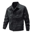 thumbnail image 3 of MexChoioe Mens Lapel Collar Cargo Jacket Full Zip Multi Pockets Lightweight Fall Casual Outerwear for Mens, 3 of 4