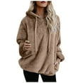 thumbnail image 1 of Fluffy Jacket Women Solid Color Coat Warm Winter Overcoat Button Down Overcoat Windproof Outer Coat Long Sleeve Cardigan, 1 of 7