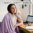 thumbnail image 3 of Utopia Bedding Fluffy Striped Fleece Blanket Lilac Throw, 50x60 Inches Warm, Lightweight, Ribbed, Soft, Cozy, Bed, Sofa, Chair, Home Decor, Gift, 3 of 5