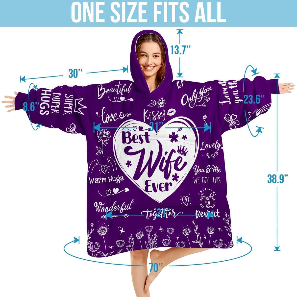 for Wife Hoodie Blanket from Husband, Best Wife Ever Wearable Hoodie, for Wife Girlfriend from Husband Boyfriend, Birthday Gifts for Wife from Husband