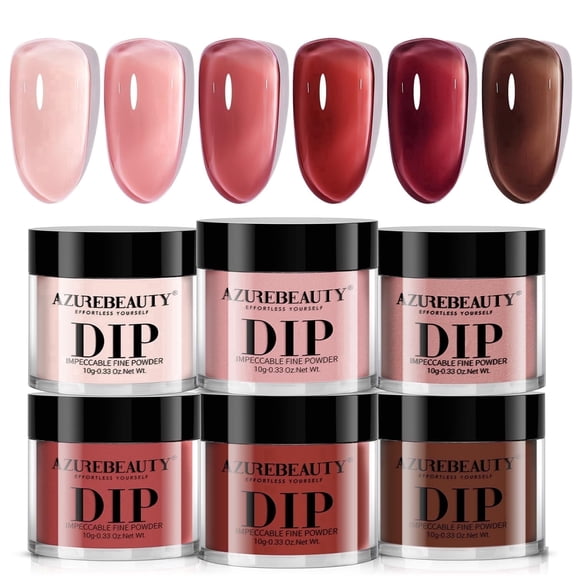Azurebeauty Dip Powder Set 6 Pcs Jelly Blush Gradient, Natural Dipping Powder French Nail Art Starter Manicure Salon DIY at Home