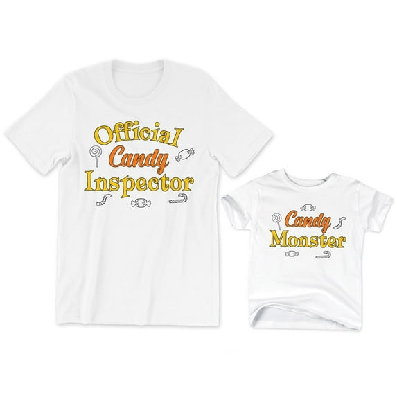Official Candy Inspector Men's T-Shirt Funny Cute Candy Monster Kids Toddler Shirt Baby Bodysuit Halloween Family Matching Daddy Daughter Son Outfits