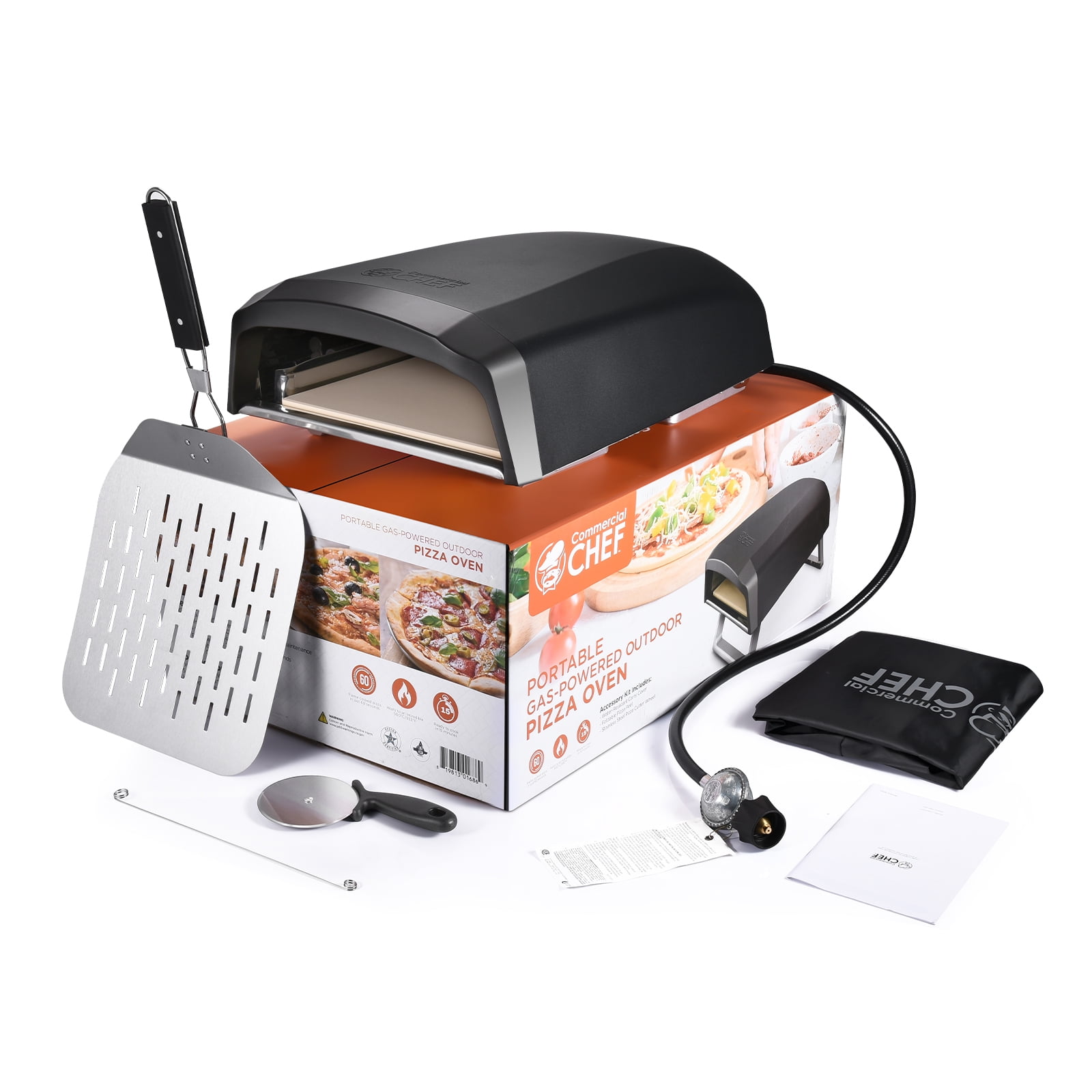 Commercial CHEF Portable Gas Pizza Oven with Pizza Peel, 12" Pizza