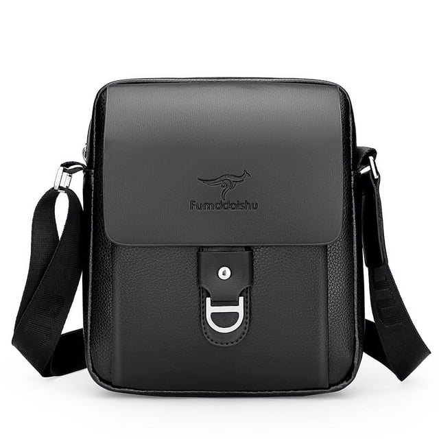 Bandolera de piel para hombre con hombros cruzados, color negro