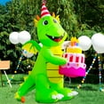 thumbnail image 5 of DomKom 6 ft Prelit Birthday Dinosaur Cake Yard Inflatable Decorations, 5 of 8
