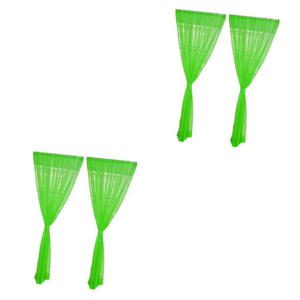 Bewildely Cortina de cocina de 2 paneles, cortina de gasa transparente para puerta y ventana, verde - 200x270cm 2piezas Verde 100 x 270 cm 2 piezas