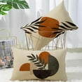 thumbnail image 4 of Boho Abstract Sunset Plant Olive Leaves Decorative Throw Pillow Covers Set of 4, Bohemian Geometry Line Pillowcase Decoration, Minimalist Modern Art Aesthetic Cushion Case Home Decor 12x20, 4 of 6