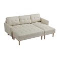thumbnail image 3 of uhomepro Sectional Sofa Set with Reversible Chaise, Ottoman, Modern Convertible Sofa, Faux Leather L-Shaped Living Room Couches and Sofas for Home, Beige, 3 of 9