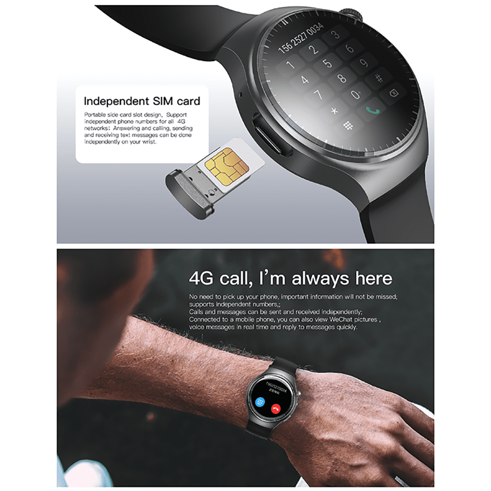 Rainbuvvy DM80 4G Smart Watch 1.43 Inch AMOLED Round Screen 2GB+16GB Beidou System + GPS WiFi Sleep Monitoring Fitness Tracker 950mAh Sports Outdoor Watch